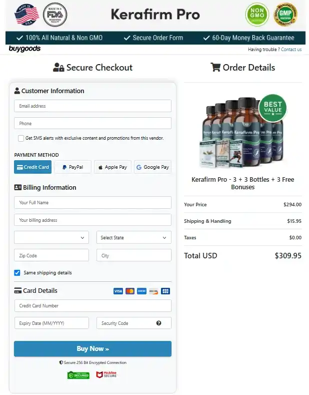 KeraFirm Pro Secure Checkout Page